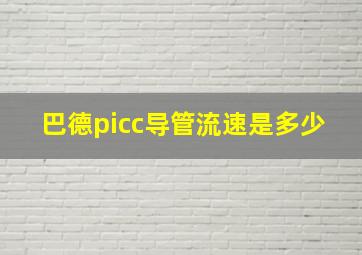 巴德picc导管流速是多少