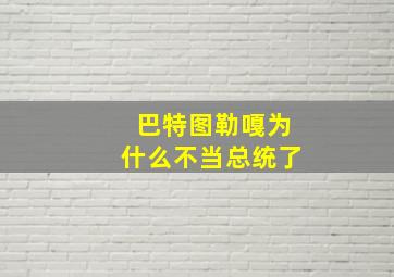 巴特图勒嘎为什么不当总统了