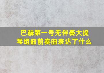 巴赫第一号无伴奏大提琴组曲前奏曲表达了什么