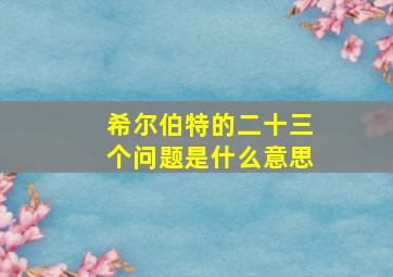 希尔伯特的二十三个问题是什么意思