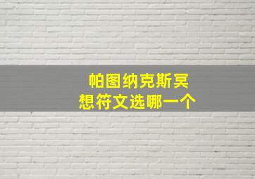 帕图纳克斯冥想符文选哪一个