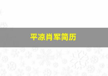 平凉肖军简历