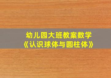 幼儿园大班教案数学《认识球体与圆柱体》