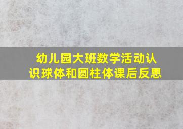 幼儿园大班数学活动认识球体和圆柱体课后反思