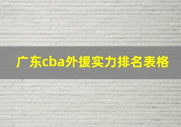 广东cba外援实力排名表格