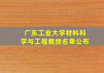 广东工业大学材料科学与工程教授名单公布