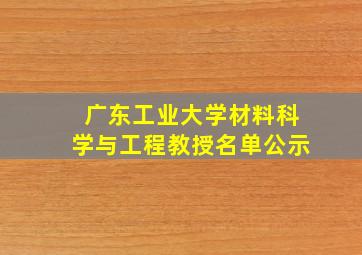 广东工业大学材料科学与工程教授名单公示