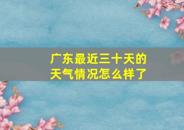 广东最近三十天的天气情况怎么样了