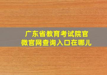 广东省教育考试院官微官网查询入口在哪儿