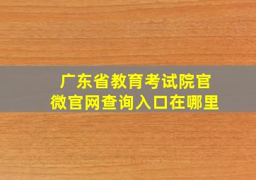 广东省教育考试院官微官网查询入口在哪里