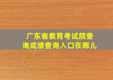 广东省教育考试院查询成绩查询入口在哪儿