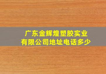 广东金辉煌塑胶实业有限公司地址电话多少