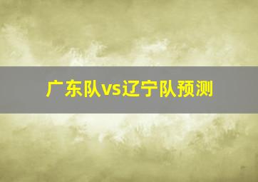 广东队vs辽宁队预测