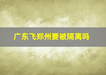 广东飞郑州要被隔离吗