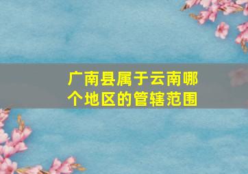 广南县属于云南哪个地区的管辖范围