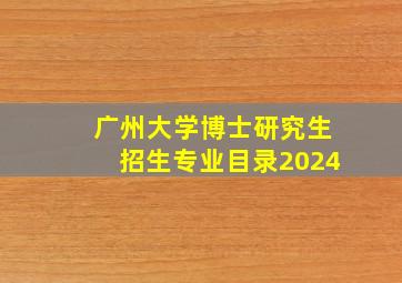 广州大学博士研究生招生专业目录2024