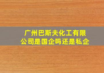 广州巴斯夫化工有限公司是国企吗还是私企