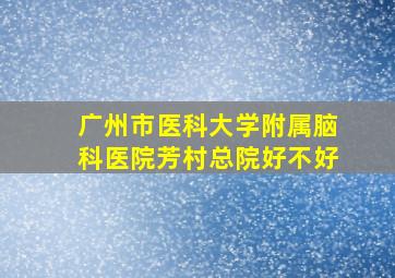 广州市医科大学附属脑科医院芳村总院好不好