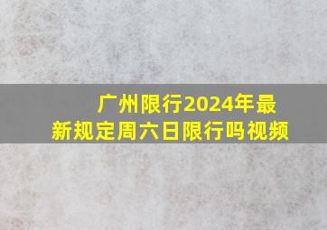 广州限行2024年最新规定周六日限行吗视频