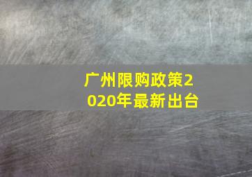 广州限购政策2020年最新出台