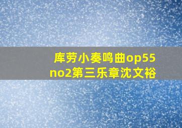 库劳小奏鸣曲op55no2第三乐章沈文裕