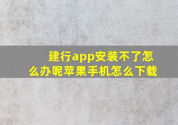 建行app安装不了怎么办呢苹果手机怎么下载