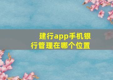 建行app手机银行管理在哪个位置