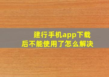 建行手机app下载后不能使用了怎么解决