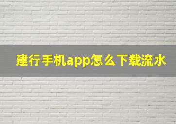 建行手机app怎么下载流水