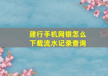 建行手机网银怎么下载流水记录查询