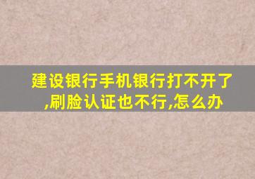 建设银行手机银行打不开了,刷脸认证也不行,怎么办