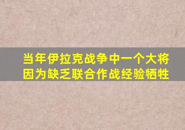 当年伊拉克战争中一个大将因为缺乏联合作战经验牺牲