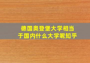 德国奥登堡大学相当于国内什么大学呢知乎