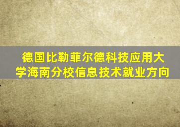 德国比勒菲尔德科技应用大学海南分校信息技术就业方向