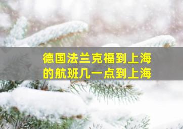 德国法兰克福到上海的航班几一点到上海