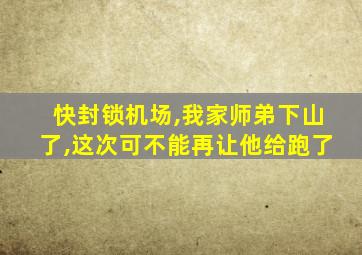 快封锁机场,我家师弟下山了,这次可不能再让他给跑了