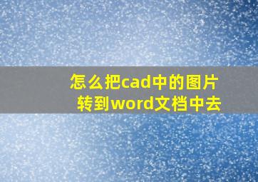 怎么把cad中的图片转到word文档中去