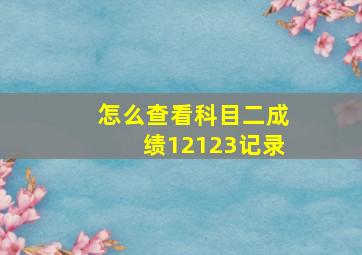 怎么查看科目二成绩12123记录