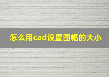 怎么用cad设置图幅的大小