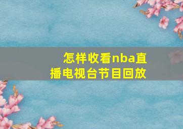 怎样收看nba直播电视台节目回放