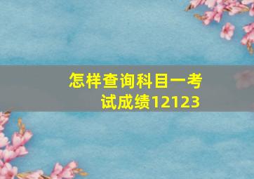 怎样查询科目一考试成绩12123