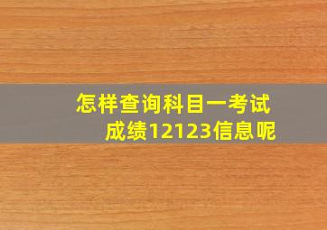 怎样查询科目一考试成绩12123信息呢