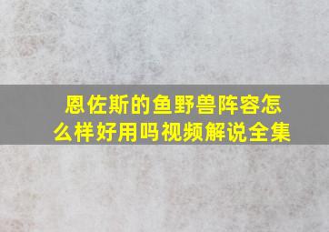 恩佐斯的鱼野兽阵容怎么样好用吗视频解说全集