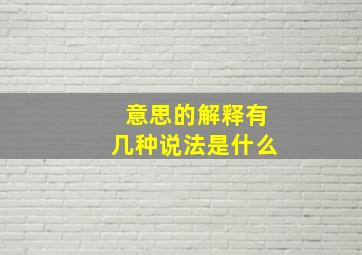 意思的解释有几种说法是什么