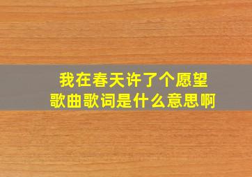 我在春天许了个愿望歌曲歌词是什么意思啊