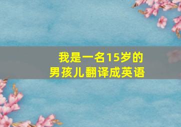 我是一名15岁的男孩儿翻译成英语