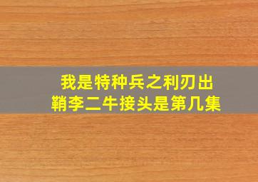 我是特种兵之利刃出鞘李二牛接头是第几集