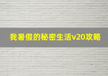 我暑假的秘密生活v20攻略