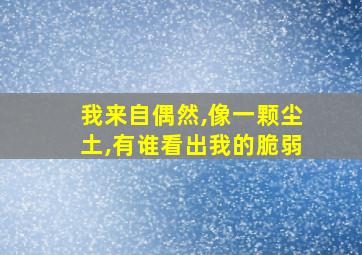 我来自偶然,像一颗尘土,有谁看出我的脆弱