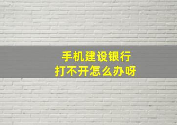 手机建设银行打不开怎么办呀